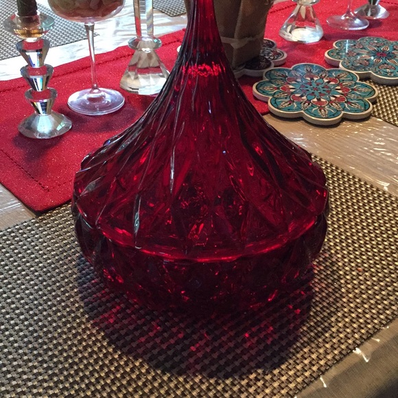 Huge Godinger Red Heavy Crystal Candy Dish NeverUsed - Picture 5 of 5